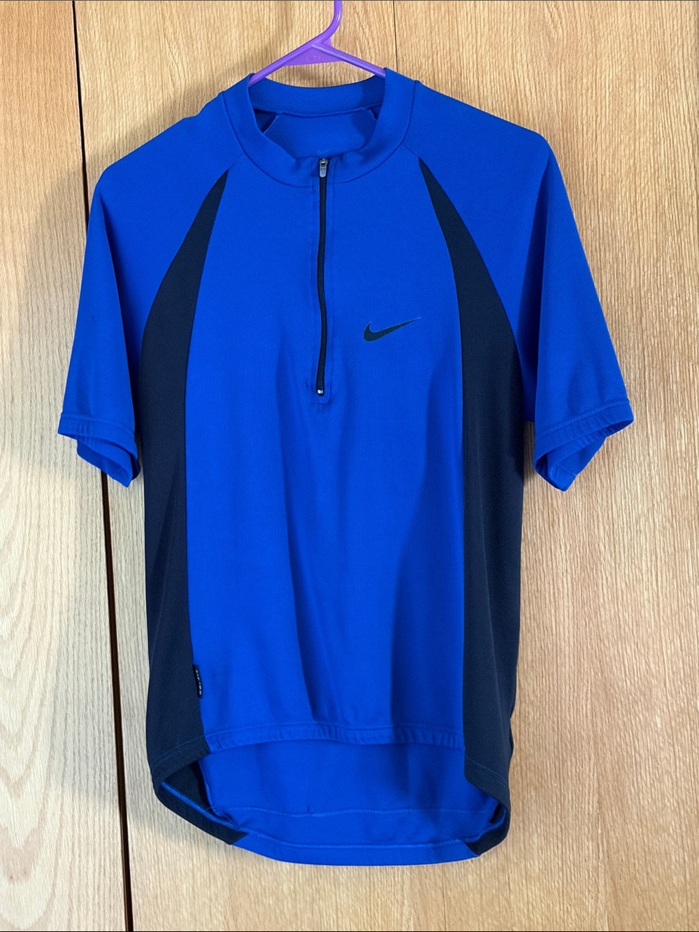 NIKE Vintage Y2K Men's SMALL Blue Black Dri-Fit Cycling Jersey Made in ITALY